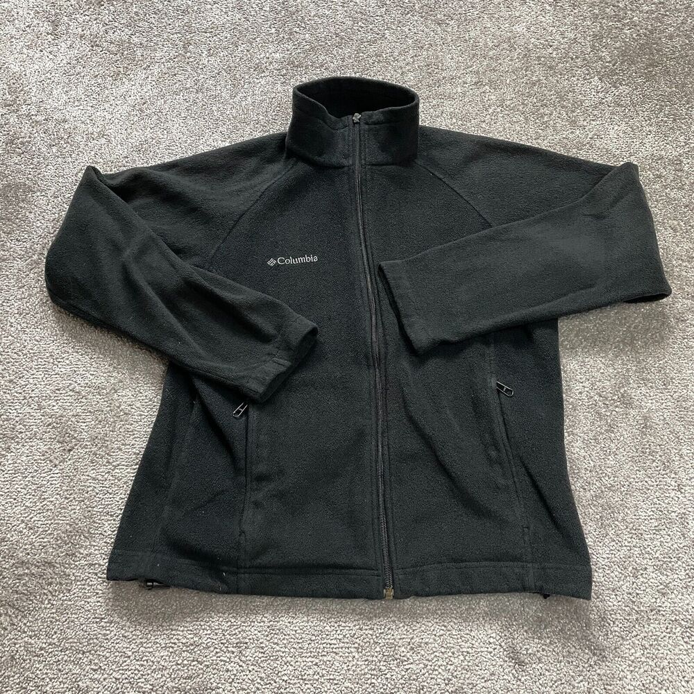 Columbia Fleece Jacket Womens Small Black Full Zip Pockets High Neck Outdoor
